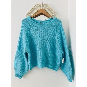 NWT Free People Oversized Knit Chunky Blue Sweater